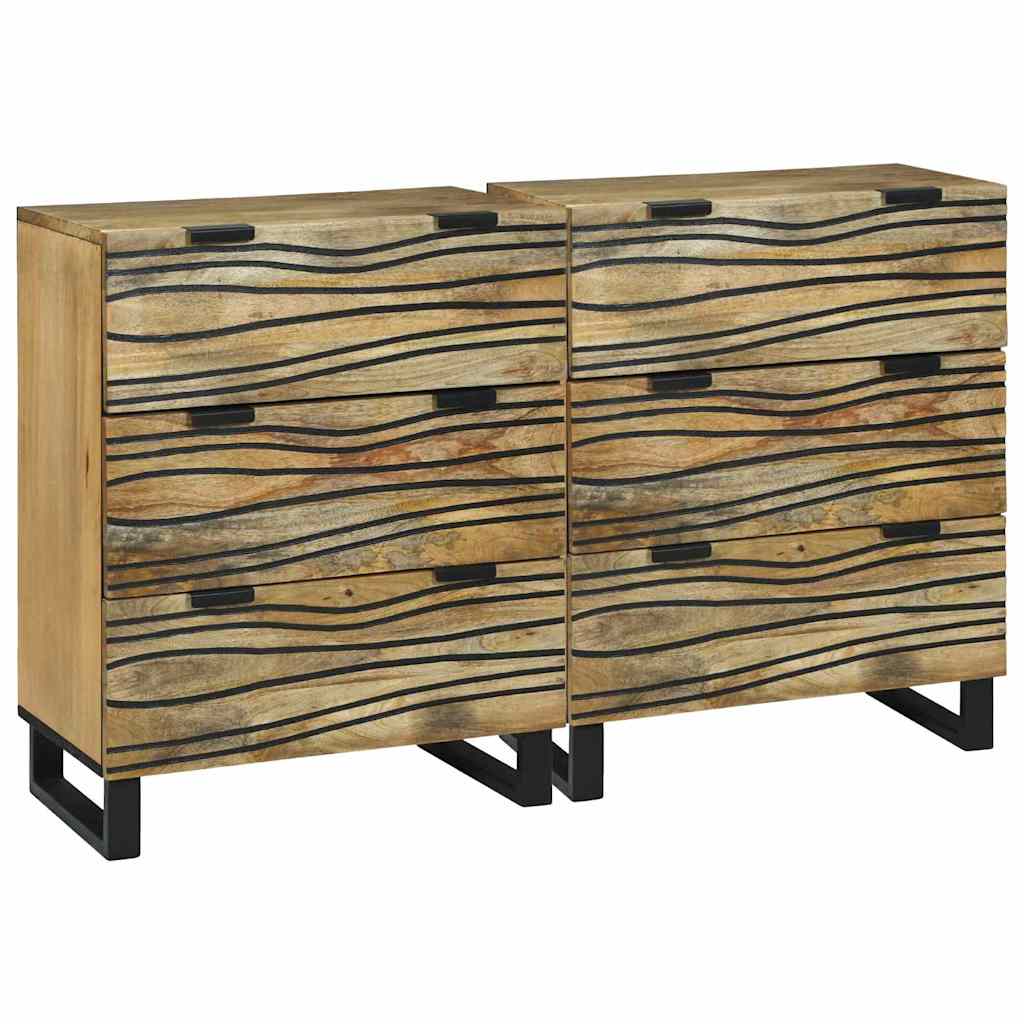 vidaXL Sideboard Set 2 pcs Natur 60 x 33,5 x 75 cm Massivholz Mango