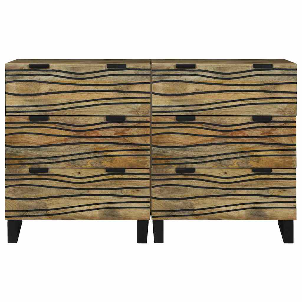 vidaXL Sideboard Set 2 pcs Natur 60 x 33,5 x 75 cm Massivholz Mango