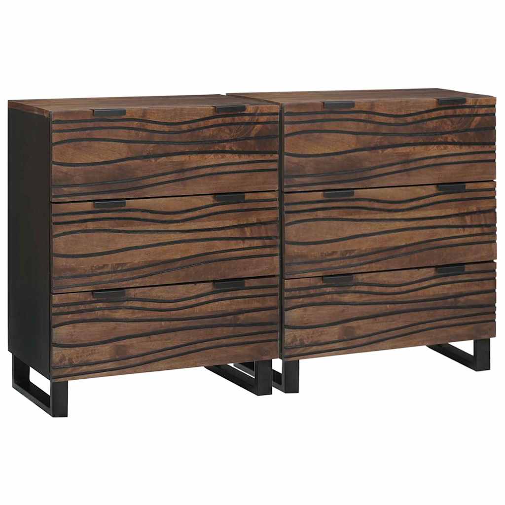 vidaXL Sideboard Set 2 pcs Natur 60 x 33,5 x 75 cm Massivholz Mango