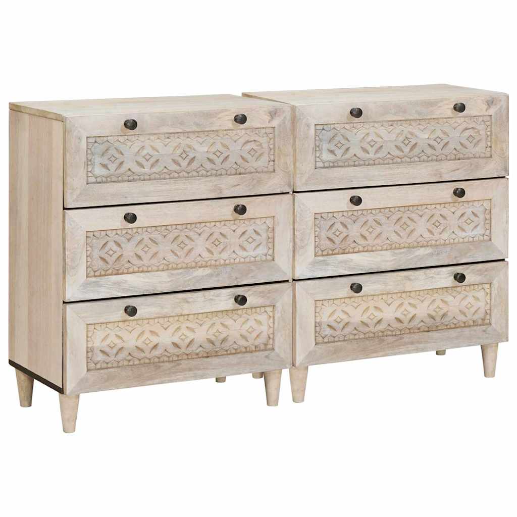 vidaXL Sideboard 2 pcs Braun 60 x 33 x 75 cm massives Mangoholz