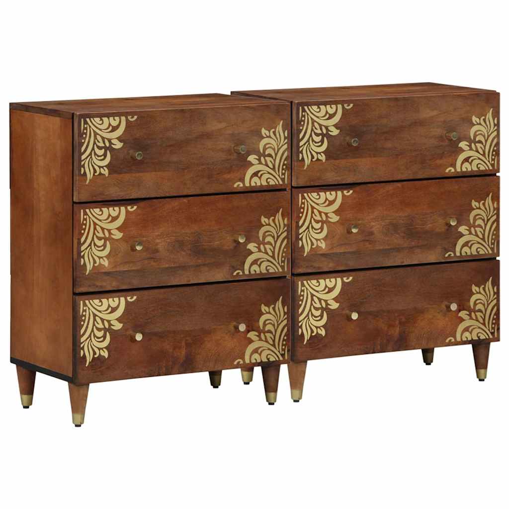 vidaXL Sideboard 2 pcs Honigbraun 60 x 33 x 75 cm Massivholz Mango