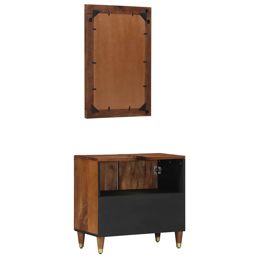 vidaXL Badezimmerschrank-Set mit Tür 2 pcs Honigbraun Massivholz Mango