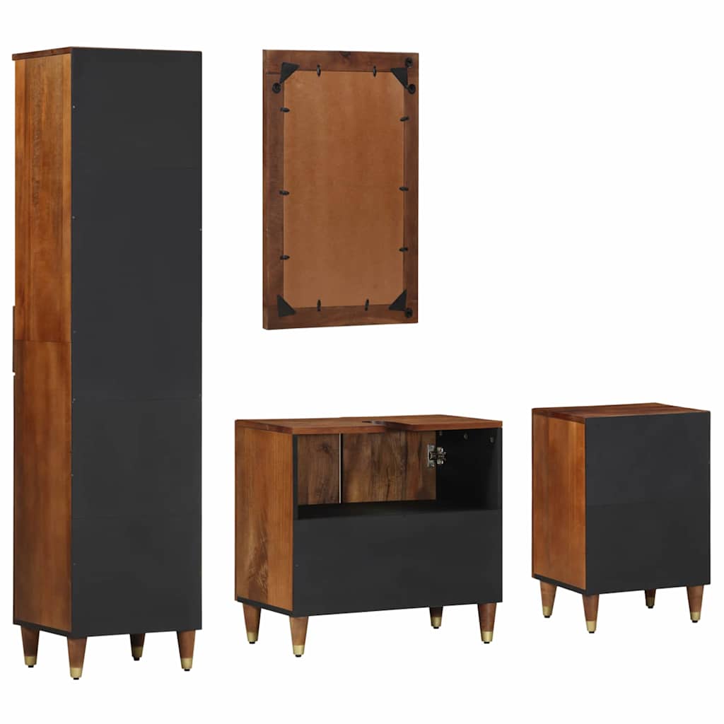 vidaXL Badezimmerschrank-Set mit Tür 4 pcs Honigbraun Massivholz Mango