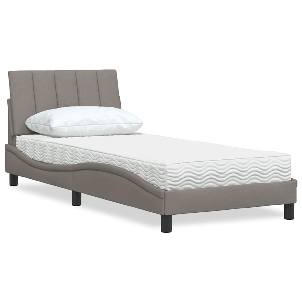 vidaXL Bett mit Matratze "Hanko" Hellgrau 80x200 cm Stoff