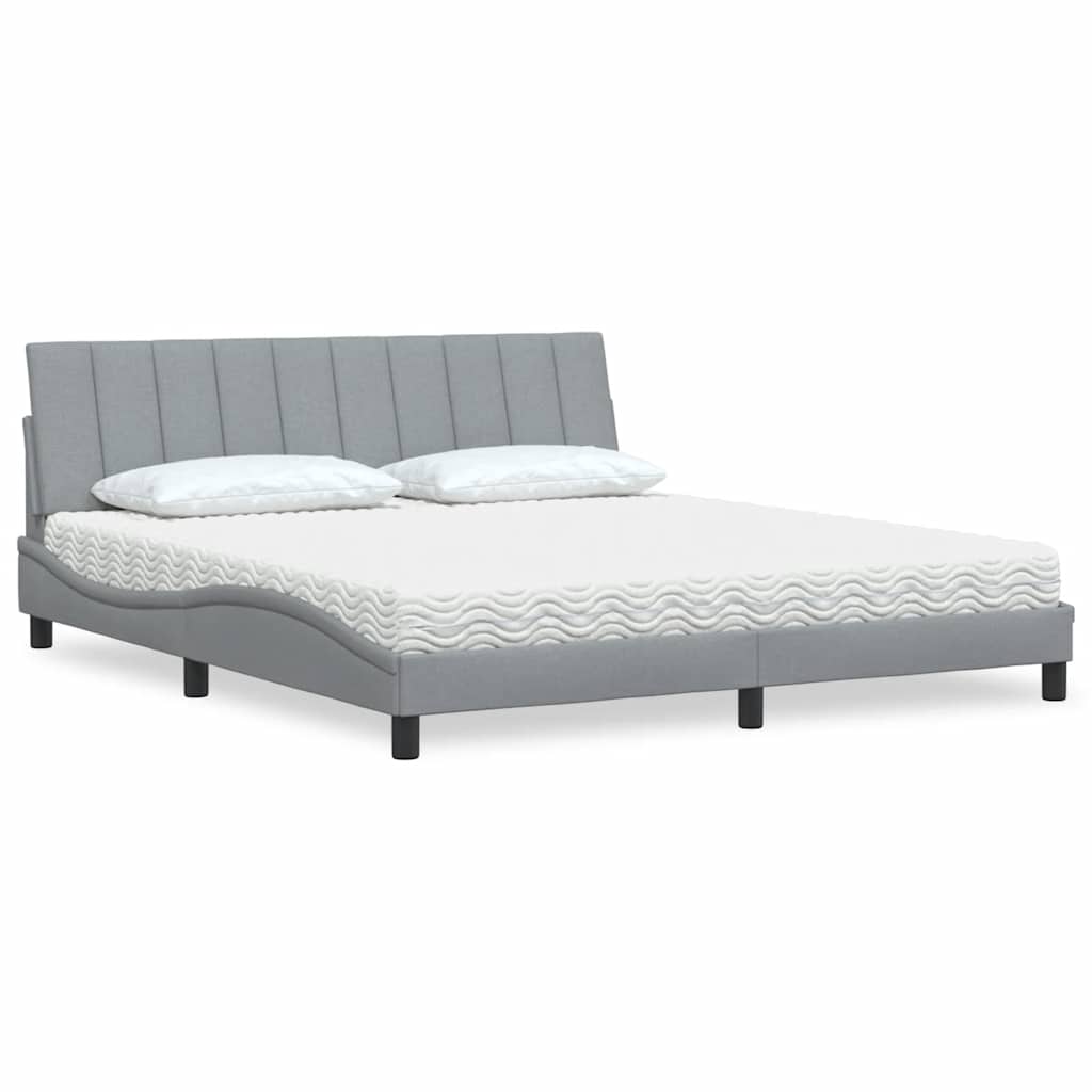 vidaXL Bett mit Matratze "Hanko" Hellgrau 80x200 cm Stoff