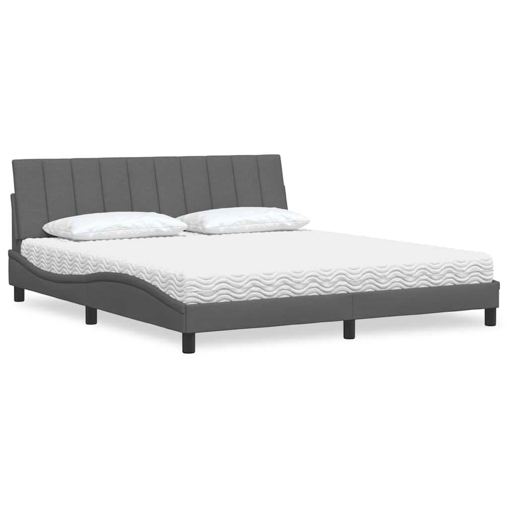 vidaXL Bett mit Matratze "Hanko" Hellgrau 80x200 cm Stoff