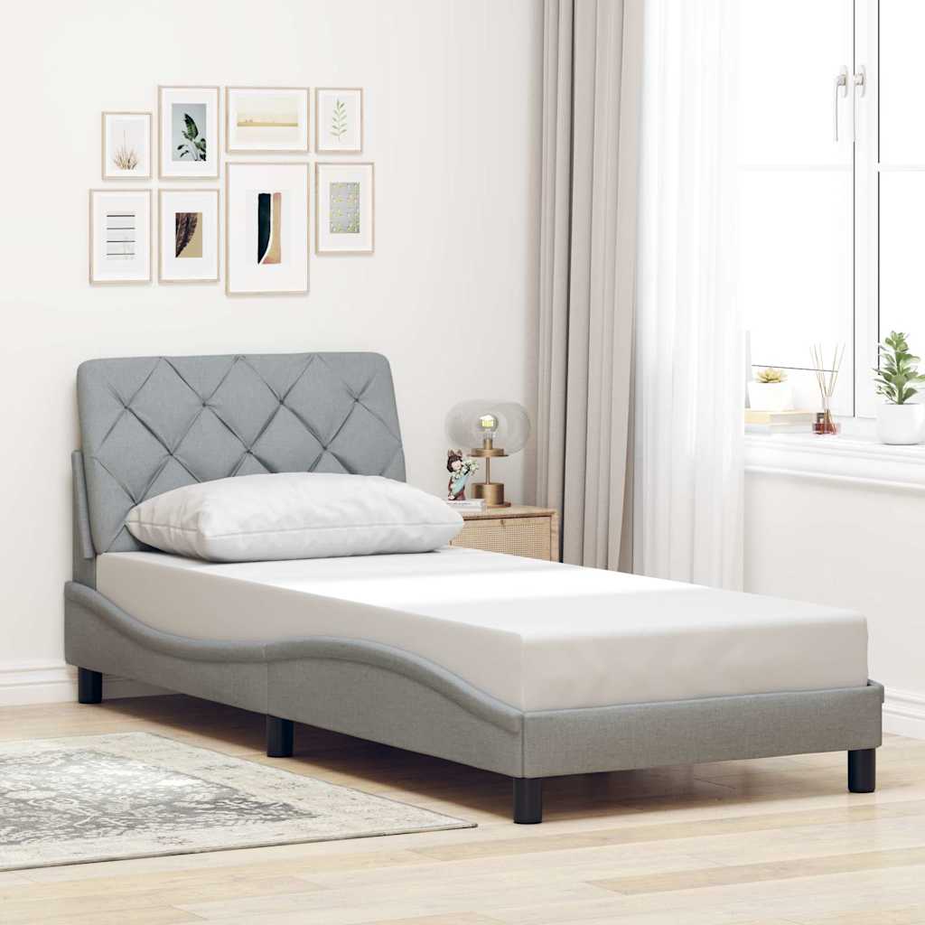 Bettgestell ohne Matratze Hellgrau 80x200 cm Stoff