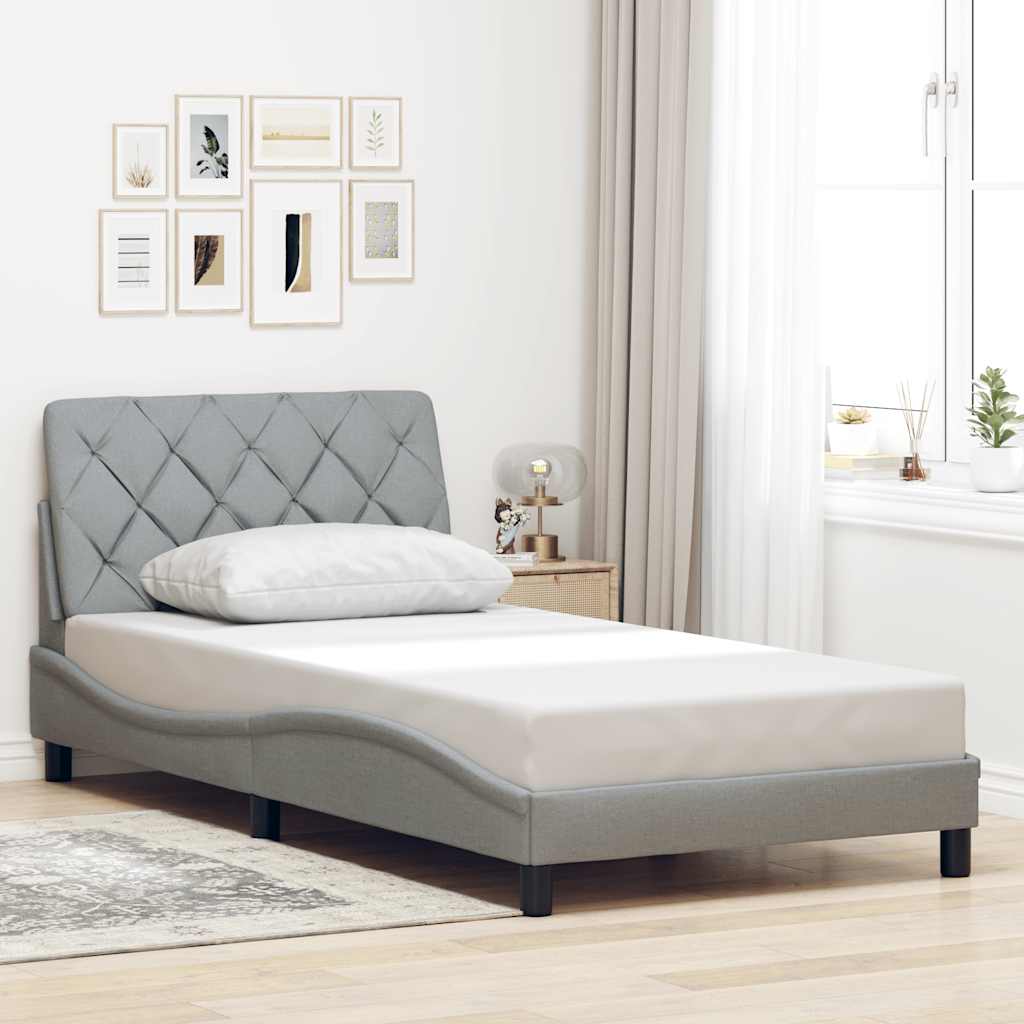 Bettgestell ohne Matratze Hellgrau 80x200 cm Stoff