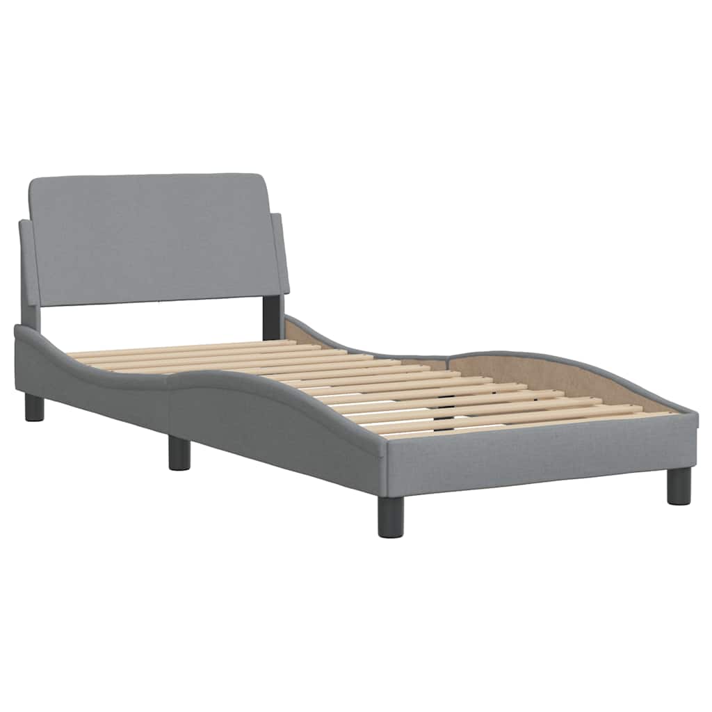 Bettgestell mit LED ohne Matratze Hellgrau 80x200 cm Stoff