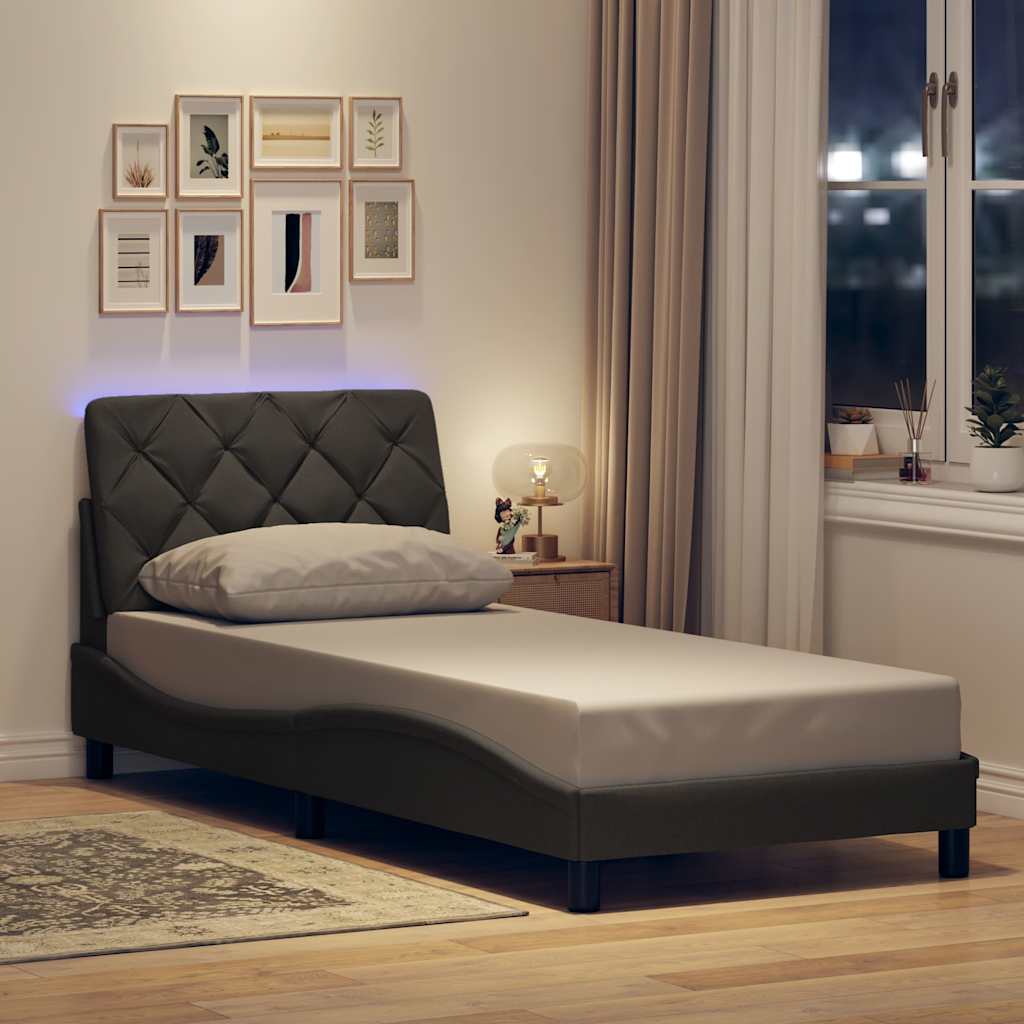 Bettgestell mit LED ohne Matratze Hellgrau 80x200 cm Stoff