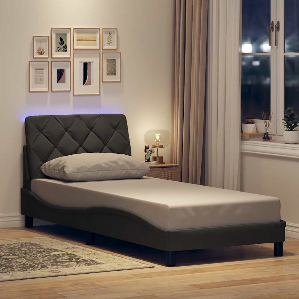Bettgestell mit LED ohne Matratze Hellgrau 80x200 cm Stoff