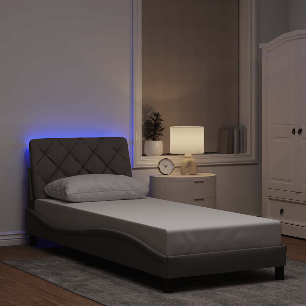 Bettgestell mit LED ohne Matratze Hellgrau 80x200 cm Stoff