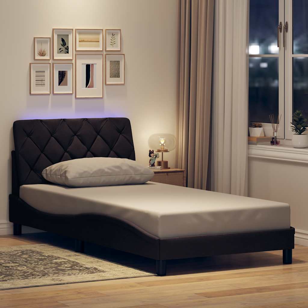 Bettgestell mit LED ohne Matratze Hellgrau 80x200 cm Stoff