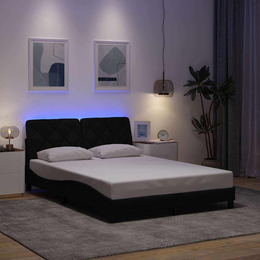Bettgestell mit LED ohne Matratze Hellgrau 80x200 cm Stoff