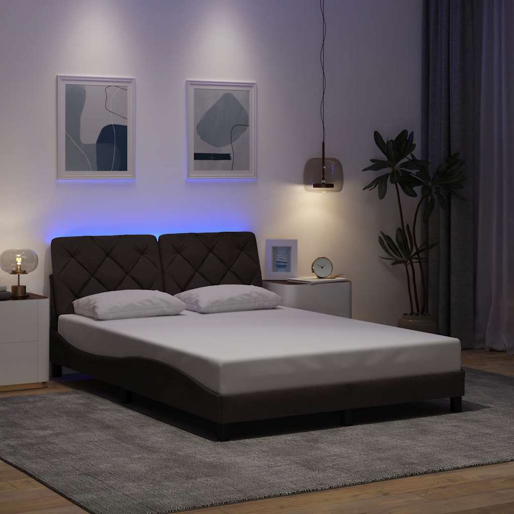 Bettgestell mit LED ohne Matratze Hellgrau 80x200 cm Stoff