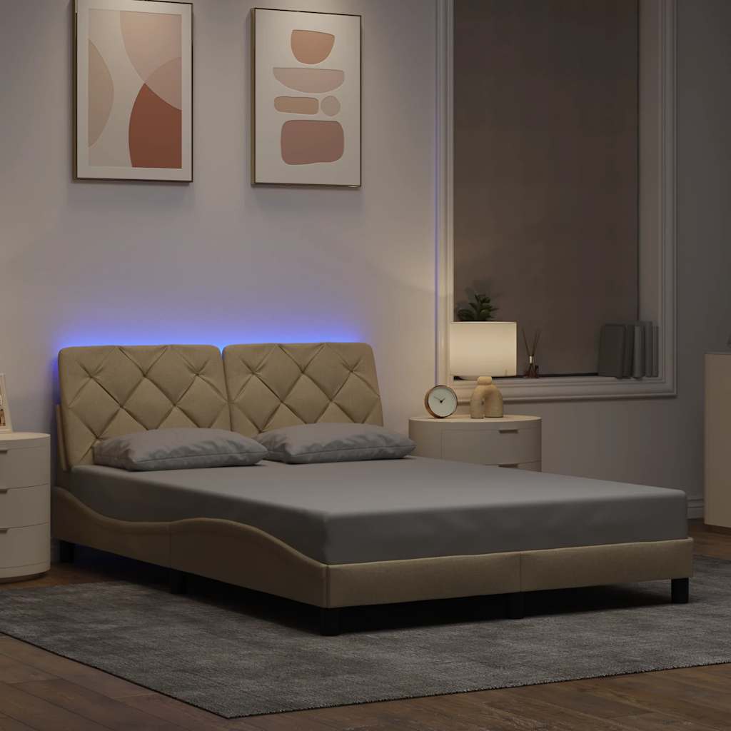 Bettgestell mit LED ohne Matratze Hellgrau 80x200 cm Stoff