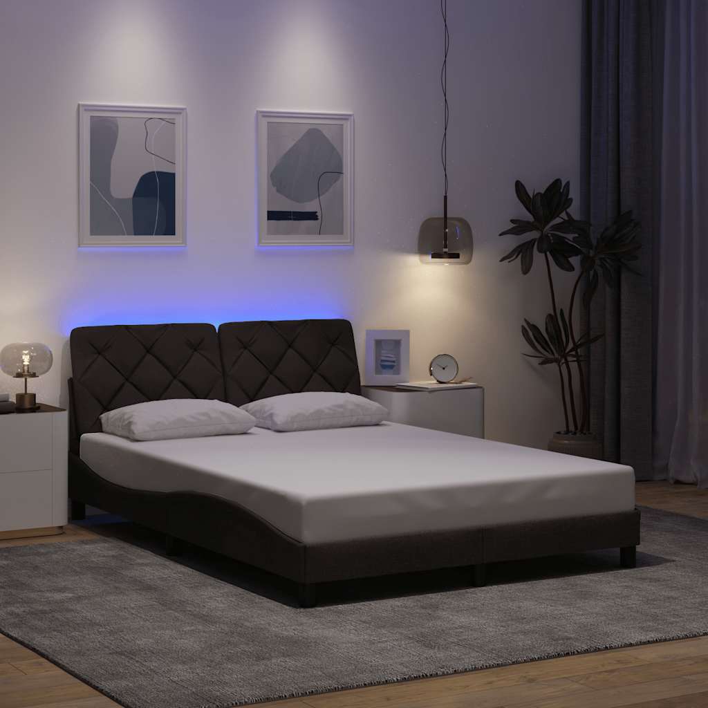 Bettgestell mit LED ohne Matratze Hellgrau 80x200 cm Stoff