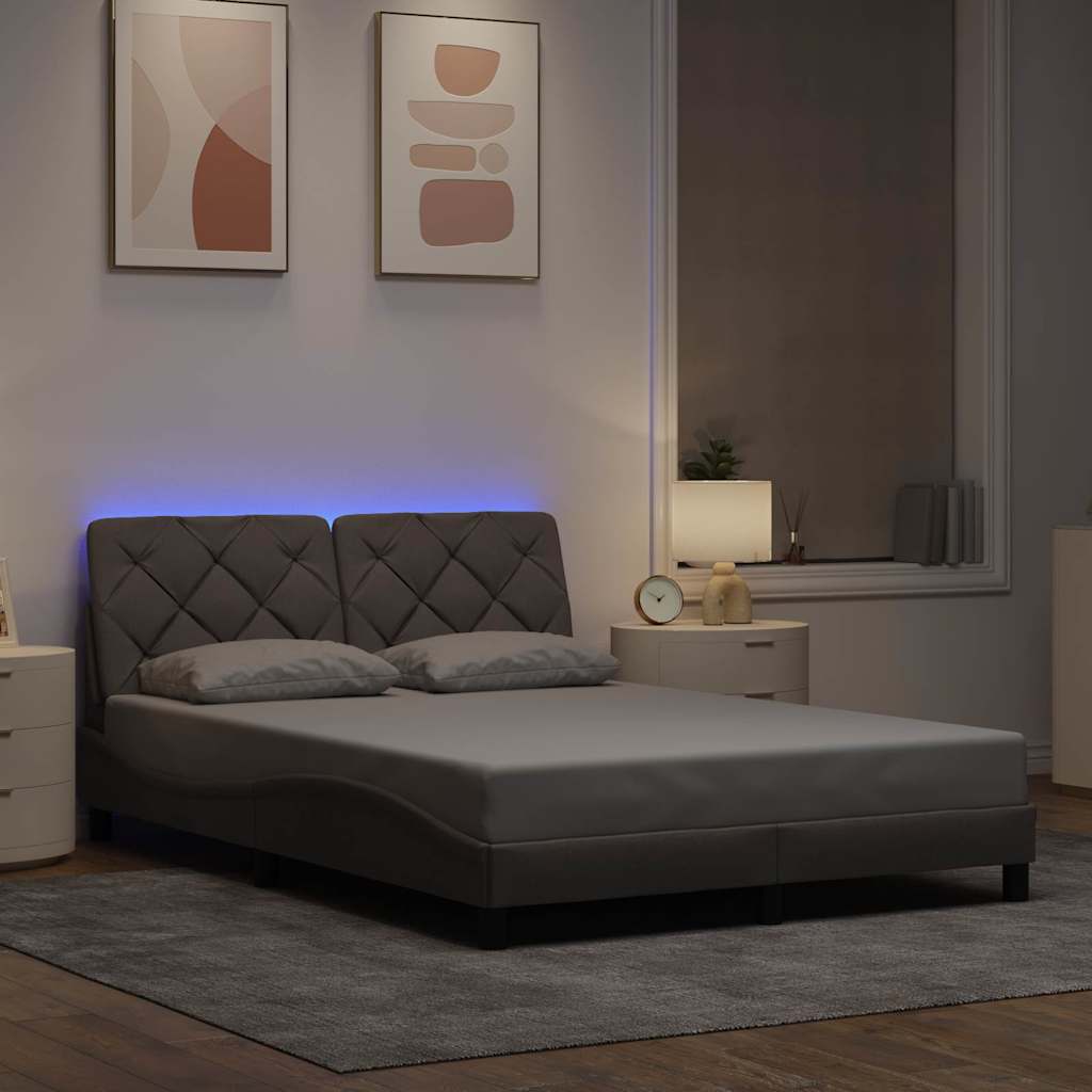 Bettgestell mit LED ohne Matratze Hellgrau 80x200 cm Stoff