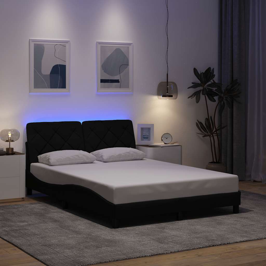 Bettgestell mit LED ohne Matratze Hellgrau 80x200 cm Stoff
