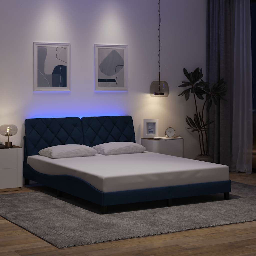 Bettgestell mit LED ohne Matratze Hellgrau 80x200 cm Stoff