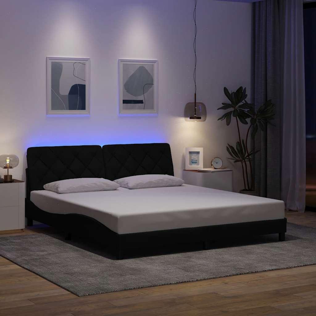 Bettgestell mit LED ohne Matratze Hellgrau 80x200 cm Stoff