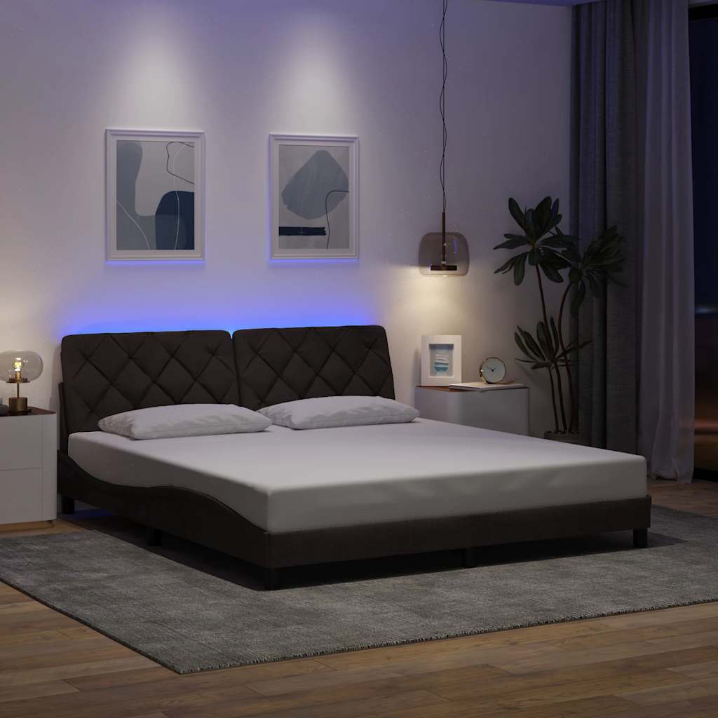 Bettgestell mit LED ohne Matratze Hellgrau 80x200 cm Stoff