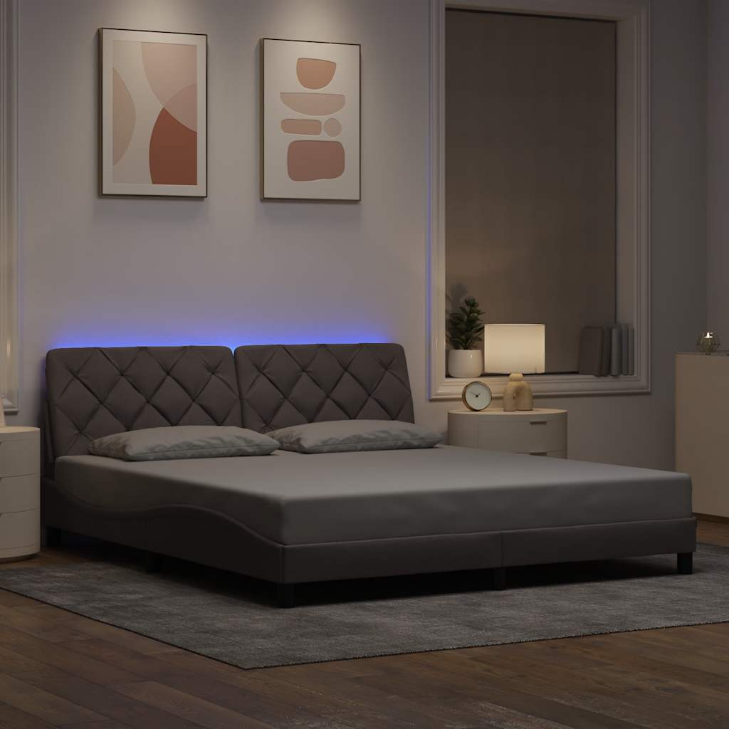 Bettgestell mit LED ohne Matratze Hellgrau 80x200 cm Stoff
