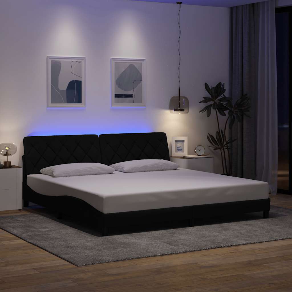 Bettgestell mit LED ohne Matratze Hellgrau 80x200 cm Stoff