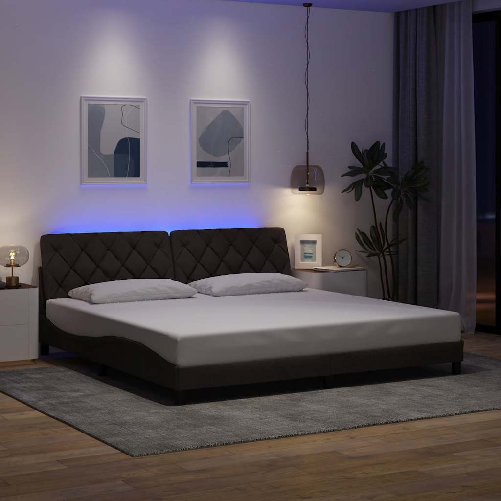 Bettgestell mit LED ohne Matratze Hellgrau 80x200 cm Stoff