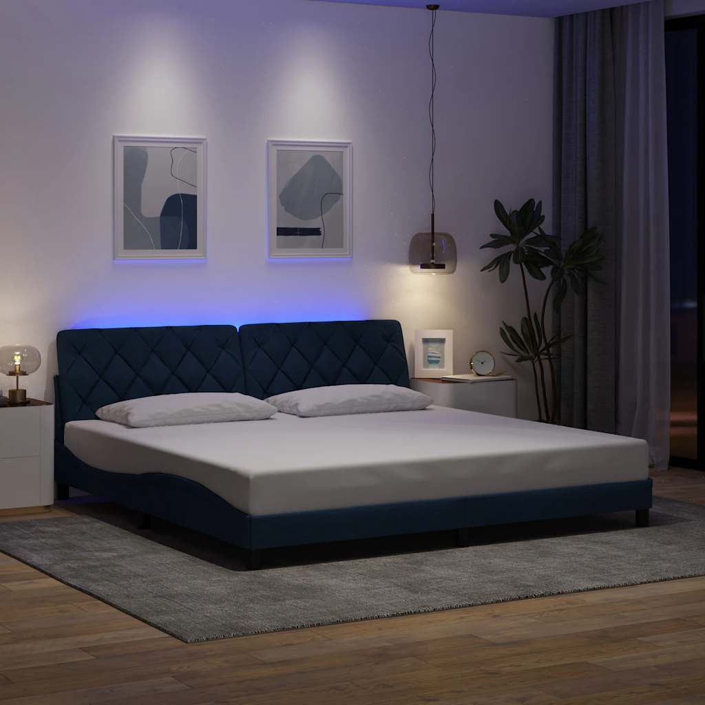 Bettgestell mit LED ohne Matratze Hellgrau 80x200 cm Stoff
