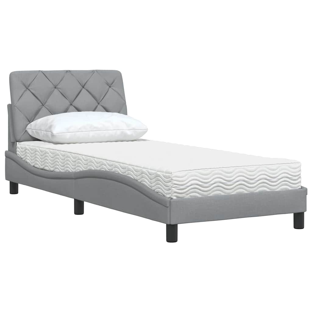 vidaXL Bett mit Matratze Hellgrau 80x200 cm Stoff