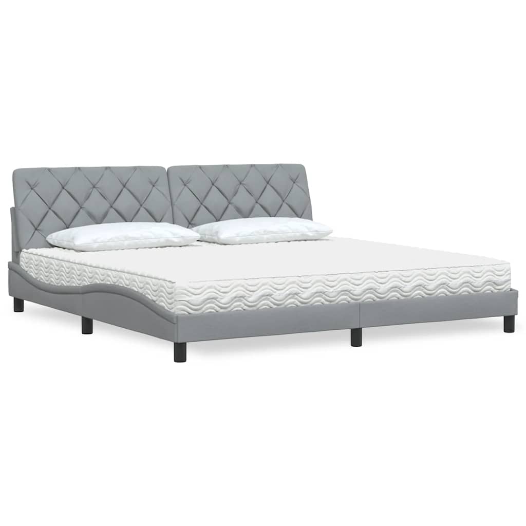 vidaXL Bett mit Matratze Hellgrau 80x200 cm Stoff