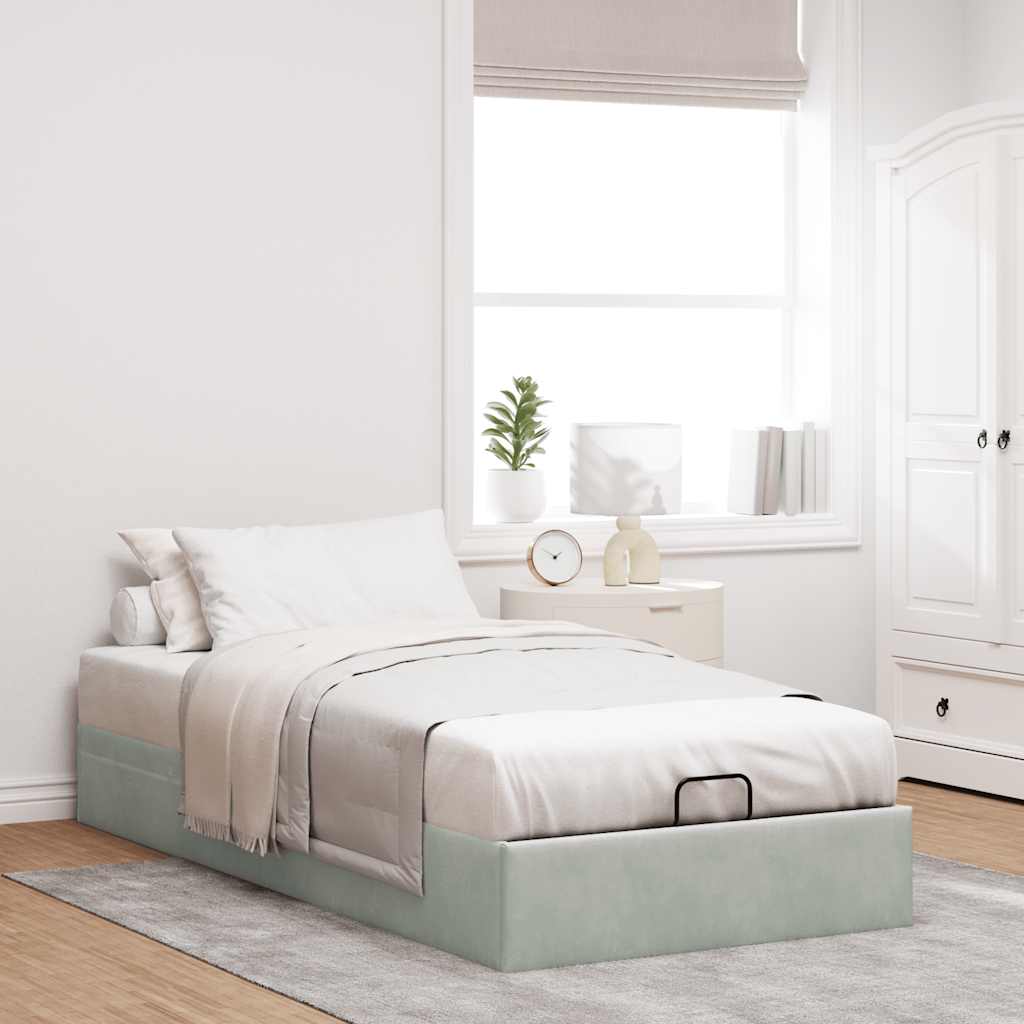 vidaXL Ottoman-Bett ohne Matratze Hellgrau 80x200 cm Samt