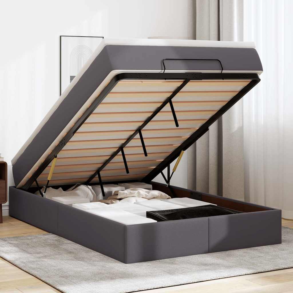 vidaXL Ottoman-Bett mit Matratze Schwarz 80x200 cm Kunstleder