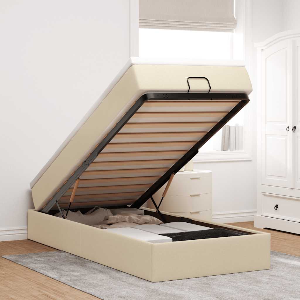 vidaXL Ottoman-Bett mit Matratze Hellgrau 80x200 cm Stoff