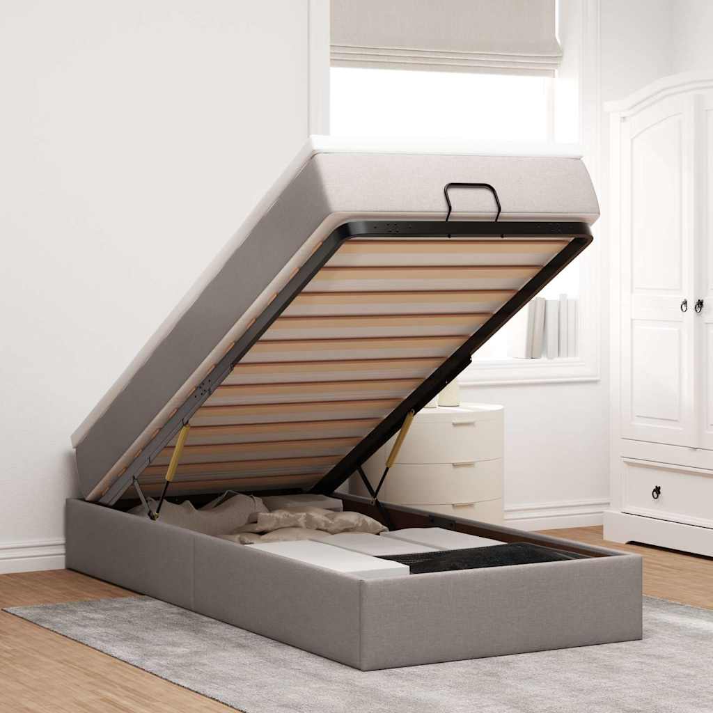 vidaXL Ottoman-Bett mit Matratze Hellgrau 80x200 cm Stoff