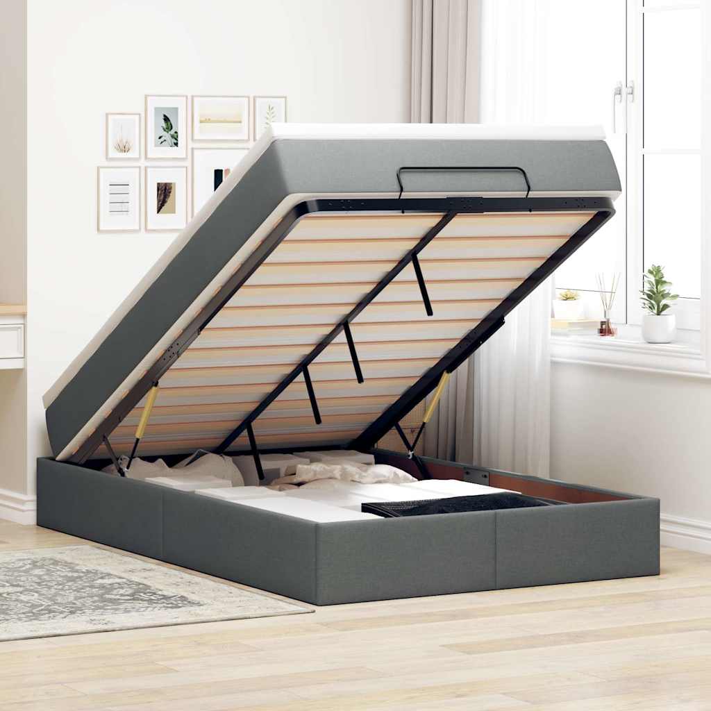 vidaXL Ottoman-Bett mit Matratze Hellgrau 80x200 cm Stoff