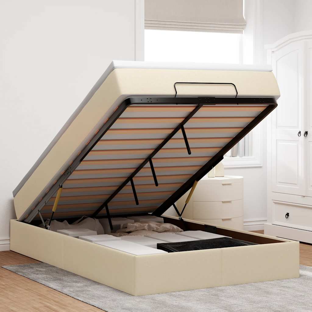 vidaXL Ottoman-Bett mit Matratze Hellgrau 80x200 cm Stoff