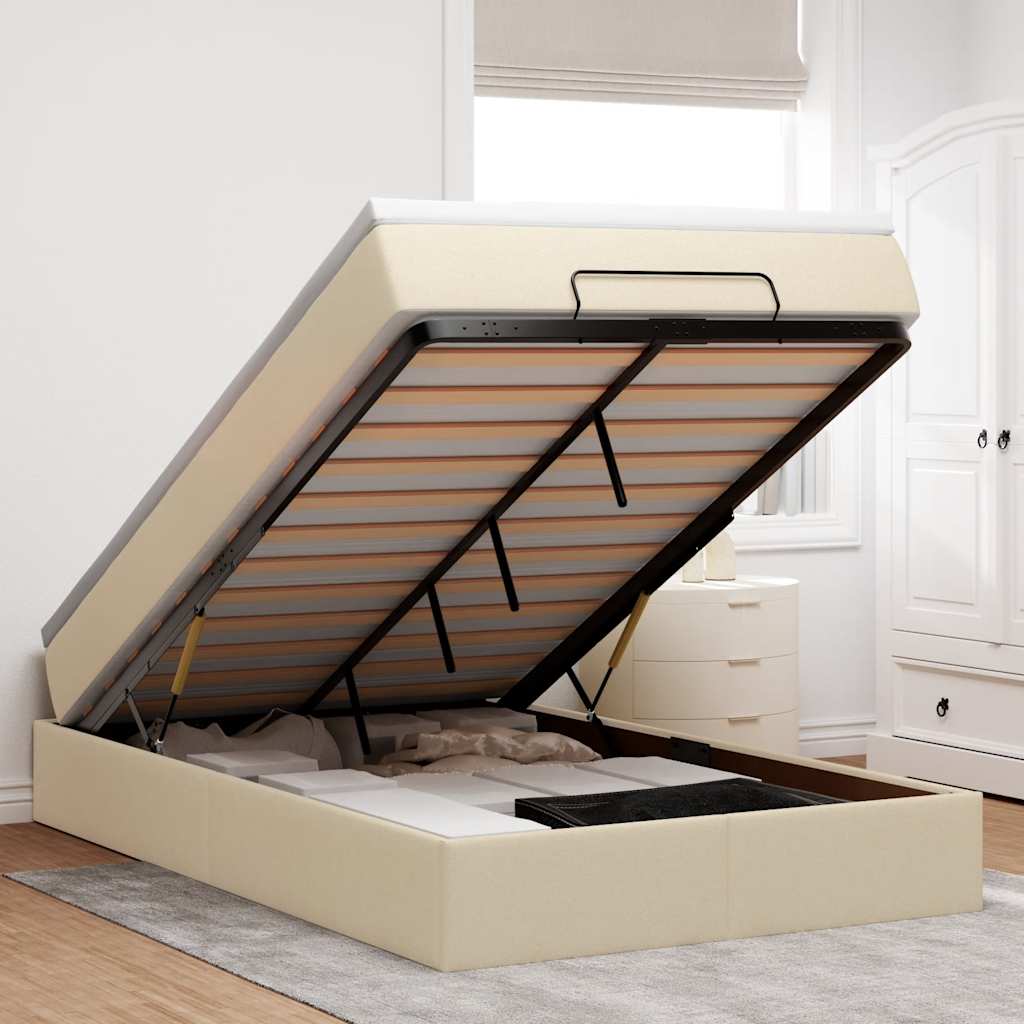 vidaXL Ottoman-Bett mit Matratze Hellgrau 80x200 cm Stoff