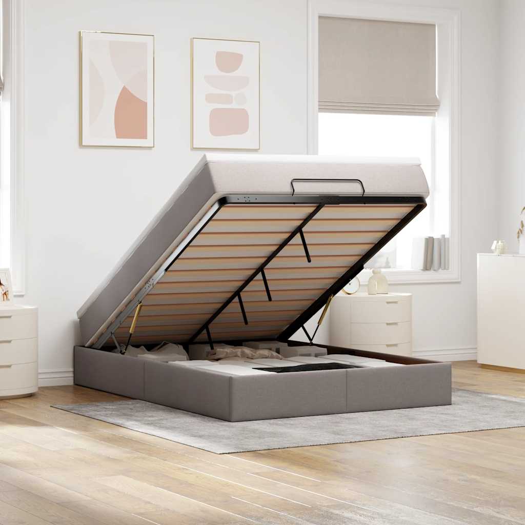 vidaXL Ottoman-Bett mit Matratze Hellgrau 80x200 cm Stoff