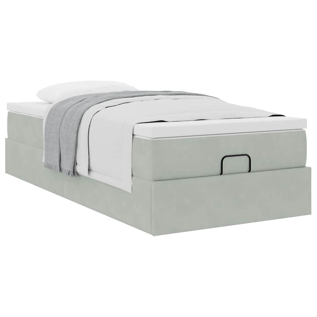 vidaXL Ottoman-Bett mit Matratze Hellgrau 80x200 cm Samt