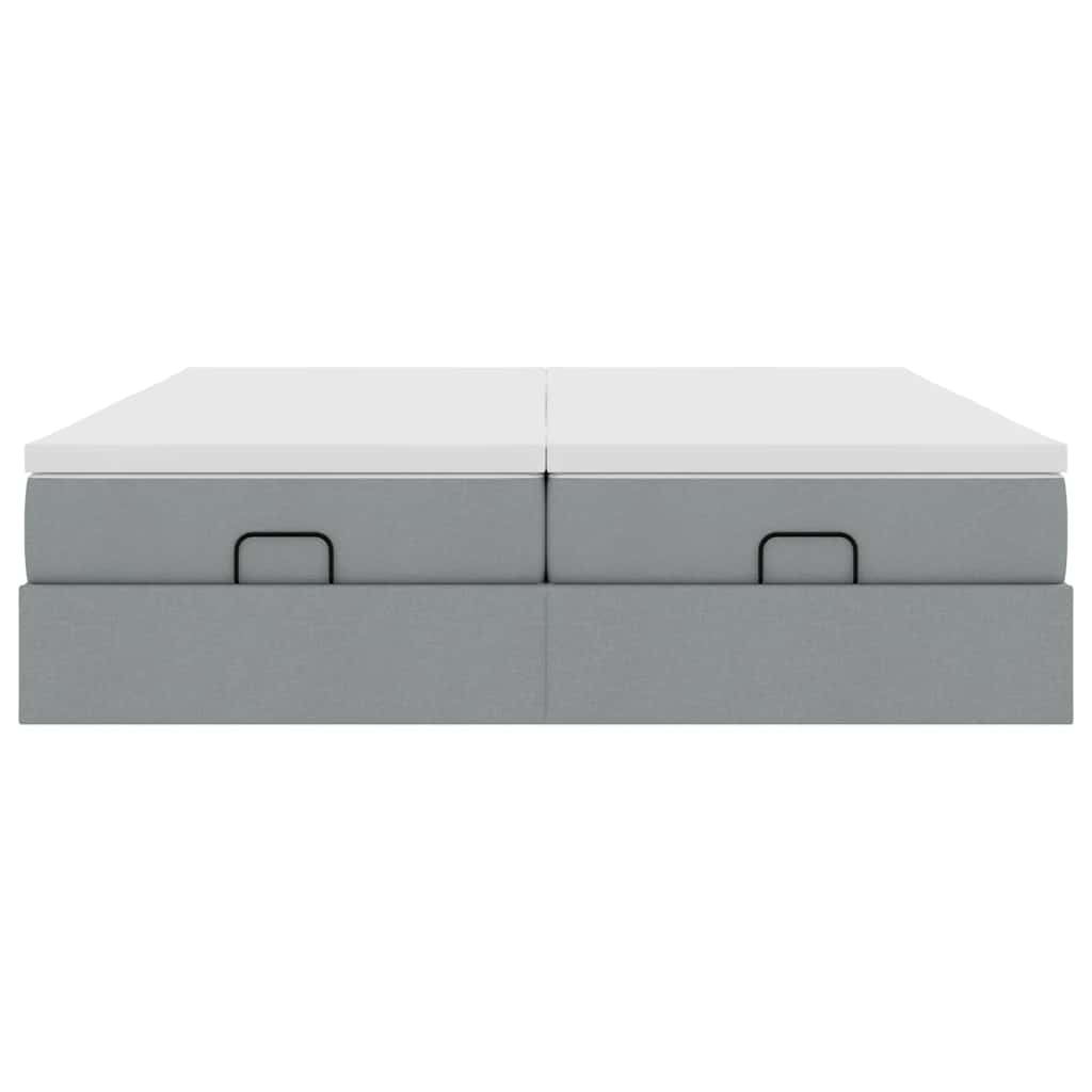 vidaXL Ottoman-Bett mit Matratzen Hellgrau 160x200 cm Stoff