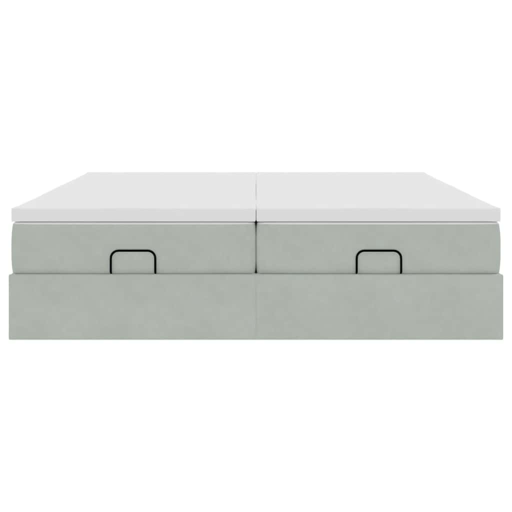 vidaXL Ottoman-Bett mit Matratzen Hellgrau 160x200 cm Samt