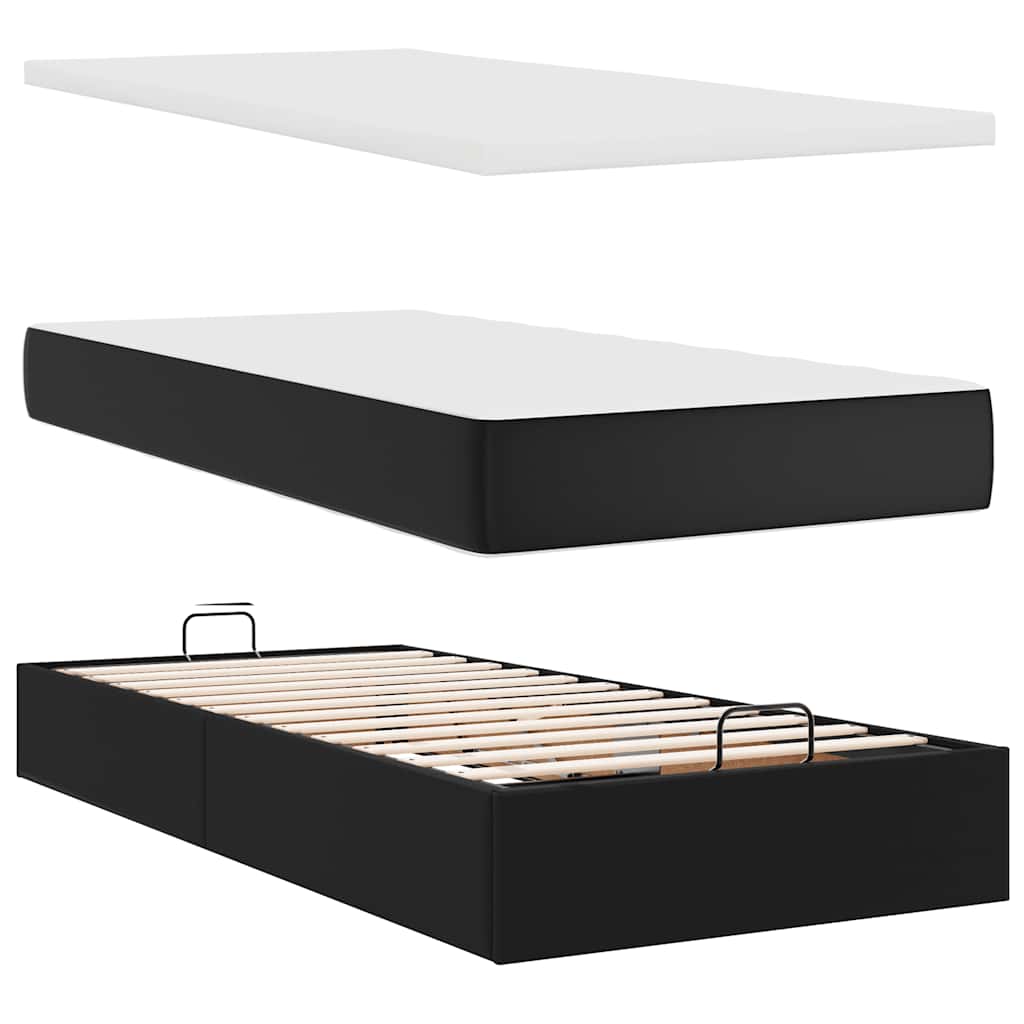 vidaXL Ottoman-Bett mit Matratze Schwarz 80x200 cm Kunstleder