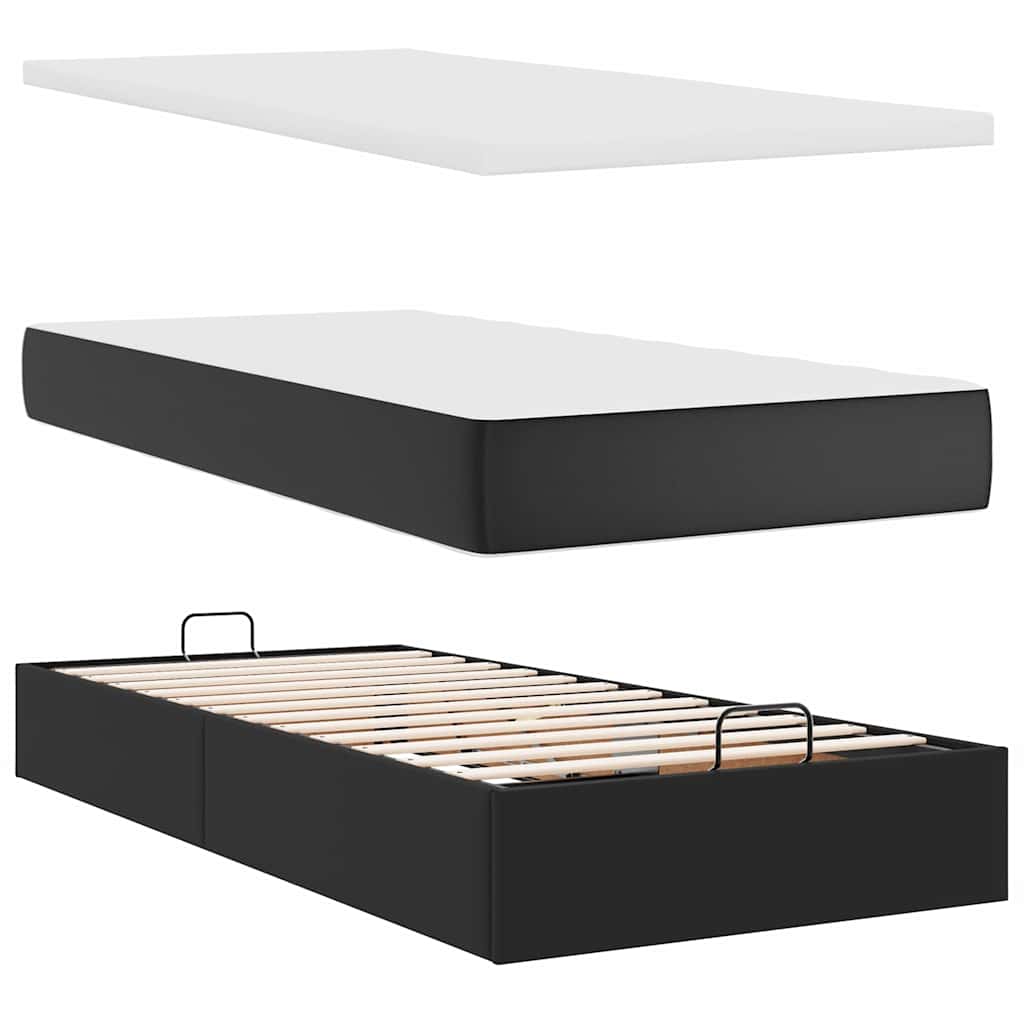 vidaXL Ottoman-Bett mit Matratzen Schwarz 160x200 cm Kunstleder