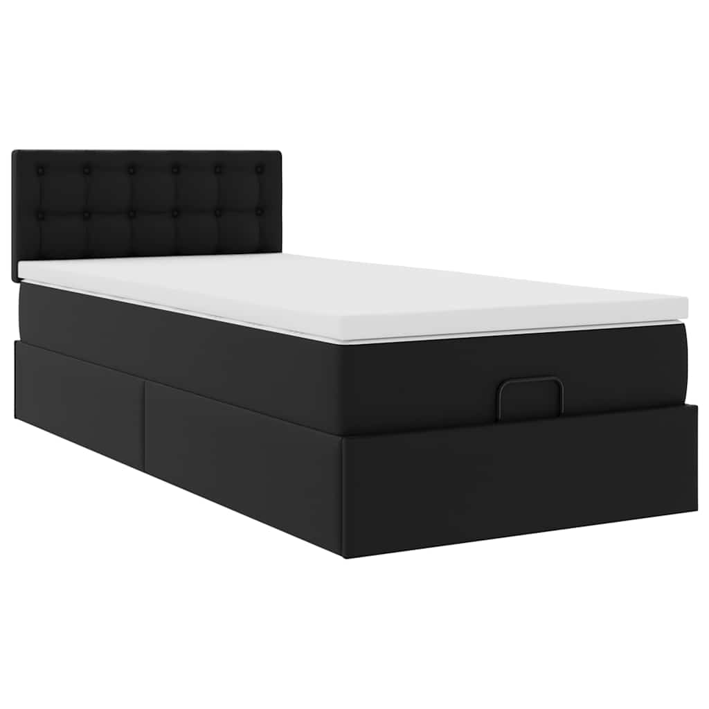 vidaXL Ottoman-Bett mit Matratzen & LEDs Schwarz 80x200 cm Kunstleder