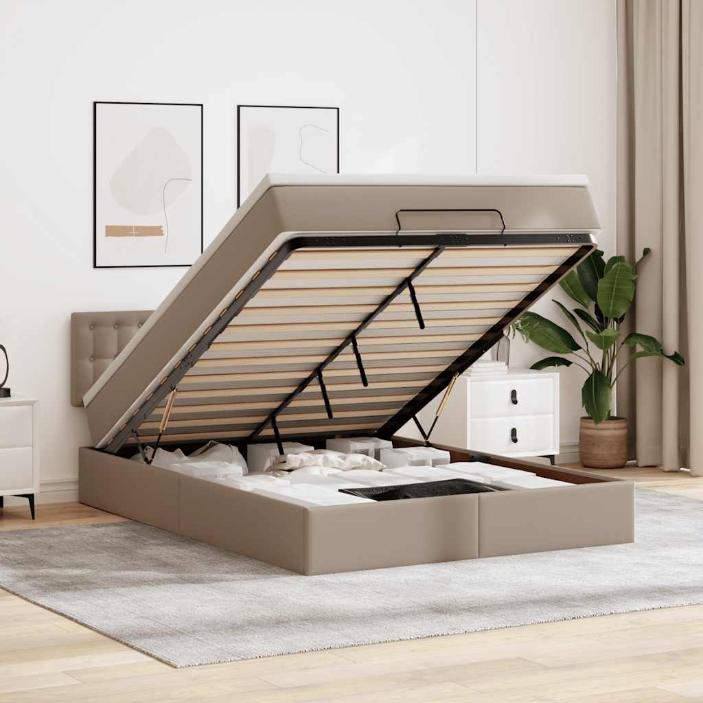 vidaXL Ottoman-Bett mit Matratzen & LEDs Schwarz 80x200 cm Kunstleder