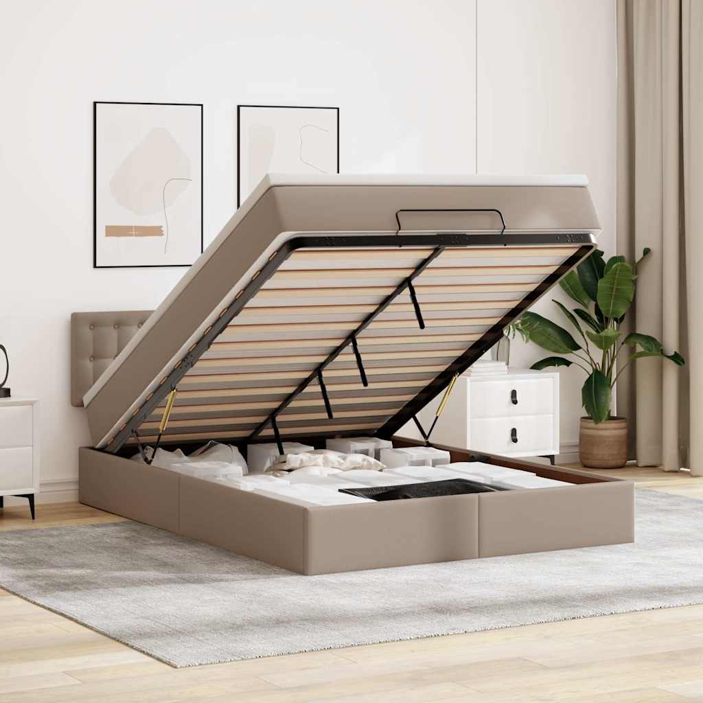 vidaXL Ottoman-Bett mit Matratzen & LEDs Schwarz 80x200 cm Kunstleder