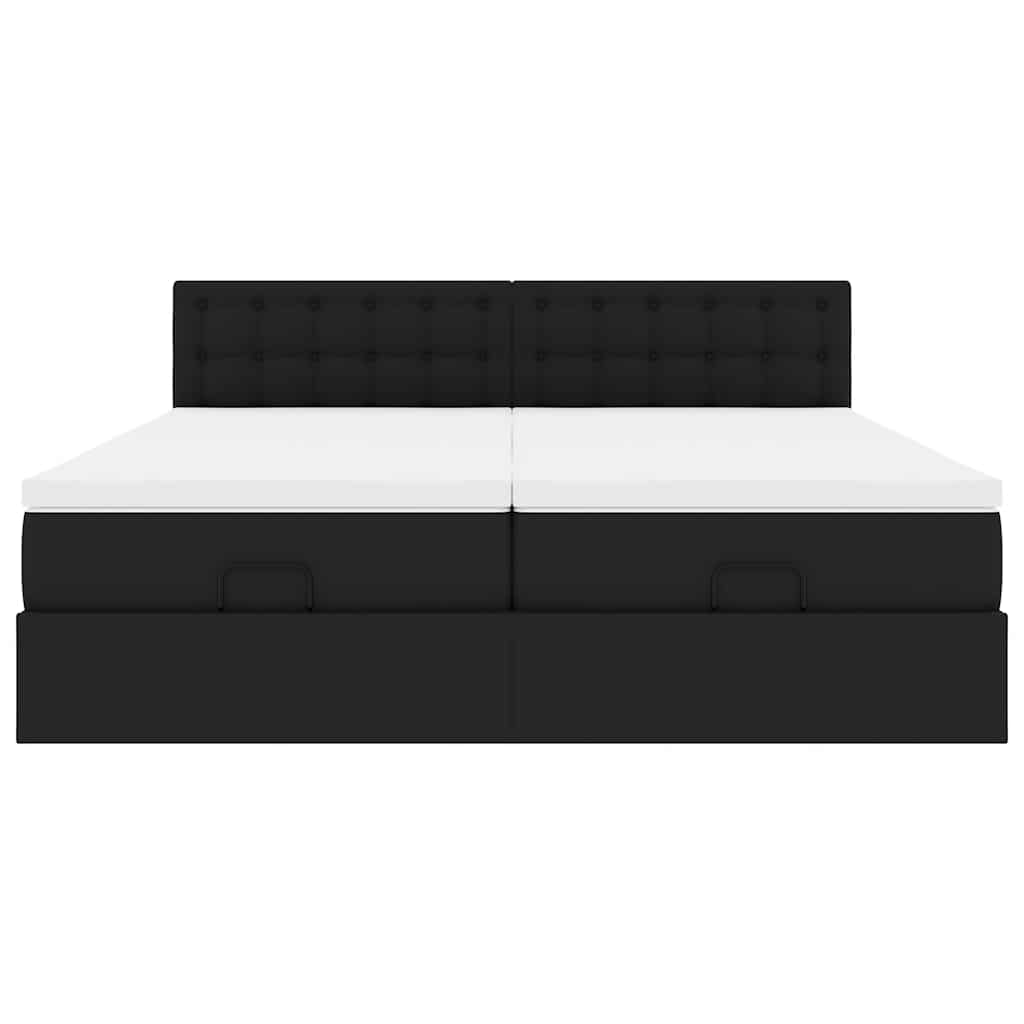 vidaXL Ottoman-Bett mit Matratzen & LEDs Schwarz 160x200 cm Kunstleder