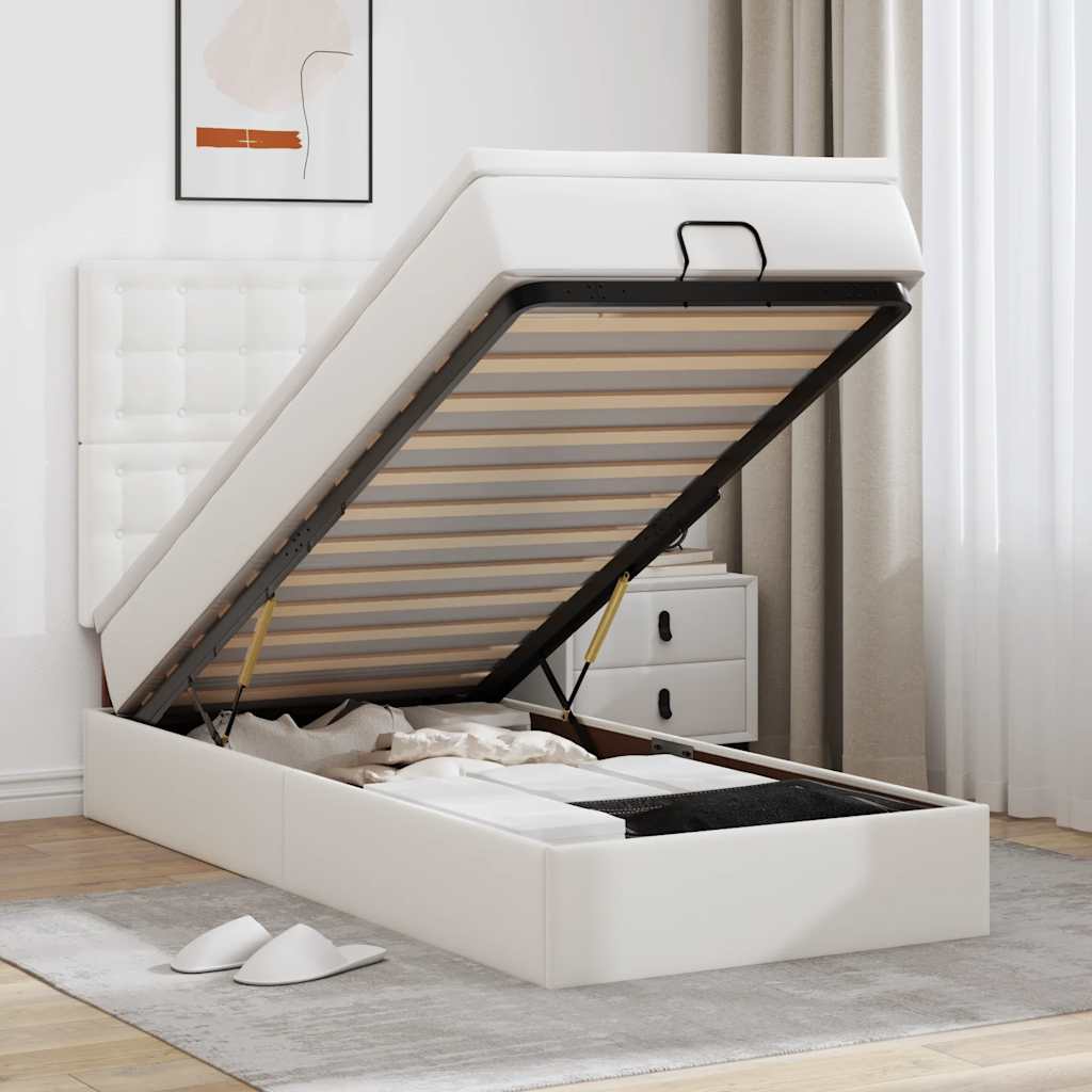 vidaXL Ottoman-Bett mit Matratze Schwarz 80x200 cm Kunstleder